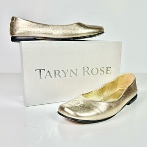 Taryn Rose Women’s Gold Leather Ballet Flats 40.5